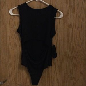 SAY anything womens black bodysuit w/black scrunchie size large